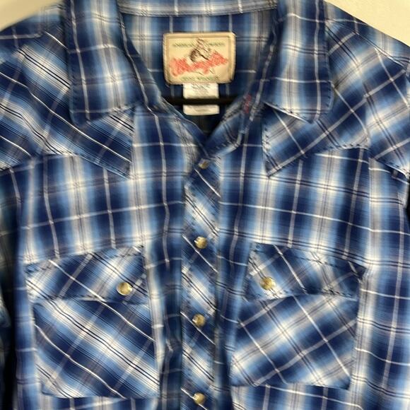 Wrangler Men XL button down shirt American Cowboys Western Stitching Snap Cotton - Picture 2 of 14